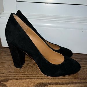 J. Crew Black Suede Block Heel Pumps